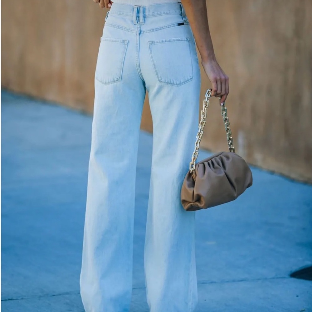 New Kan Can 90s Light Wash High Rise Distressed Wide Leg Denim Jeans - Picture 4 of 10